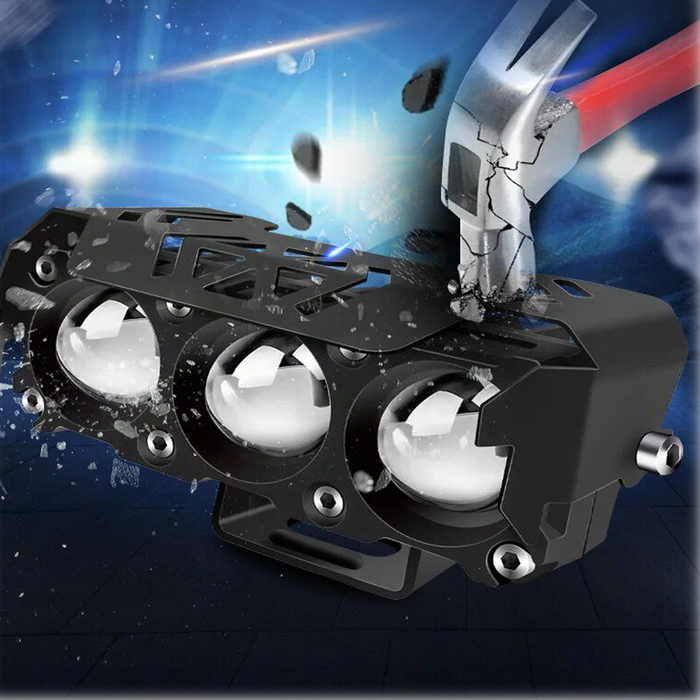 3 Lens LED Headlight Dual Color Waterproof Auxiliary Lights