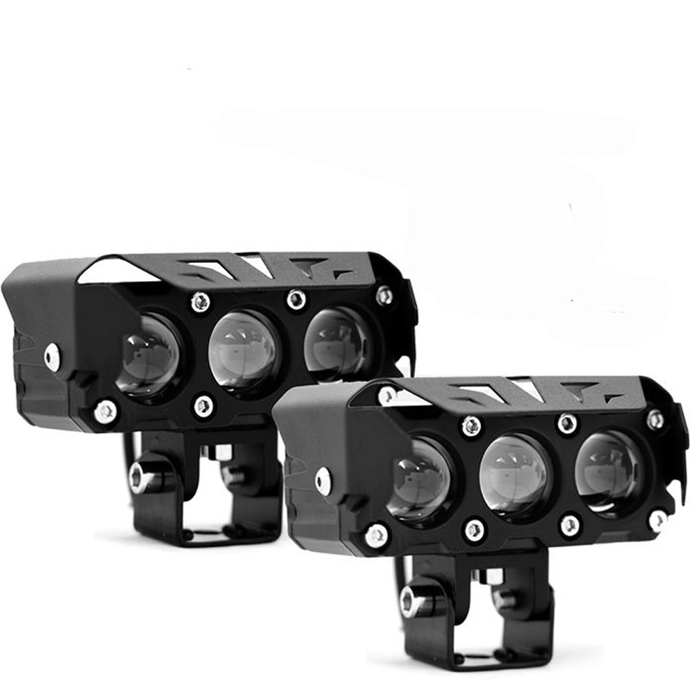 3 Lens LED Headlight Dual Color Waterproof Auxiliary Lights