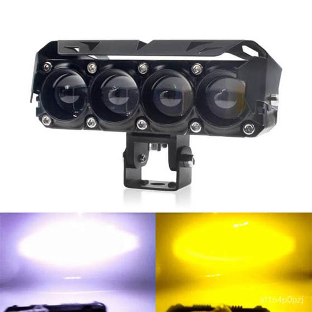 4 Lens LED Headlight Dual Color Waterproof Auxiliary Lights