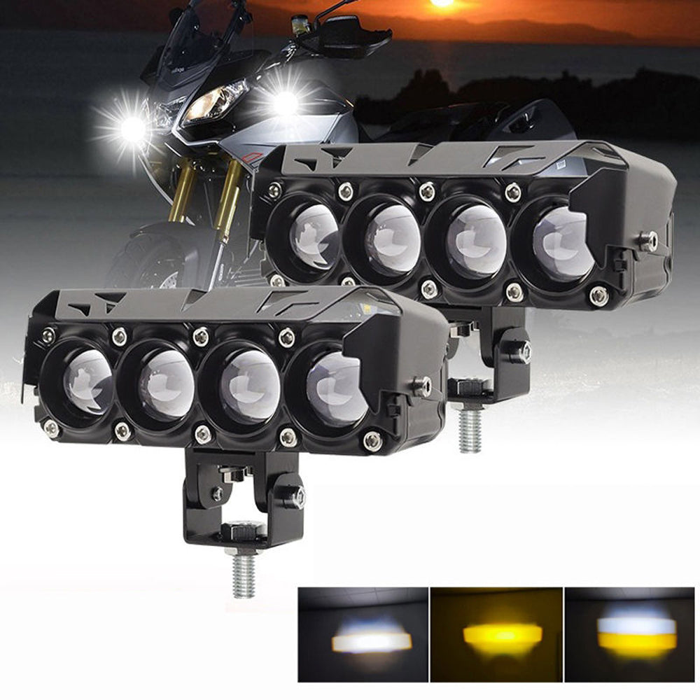 4 Lens LED Headlight Dual Color Waterproof Auxiliary Lights