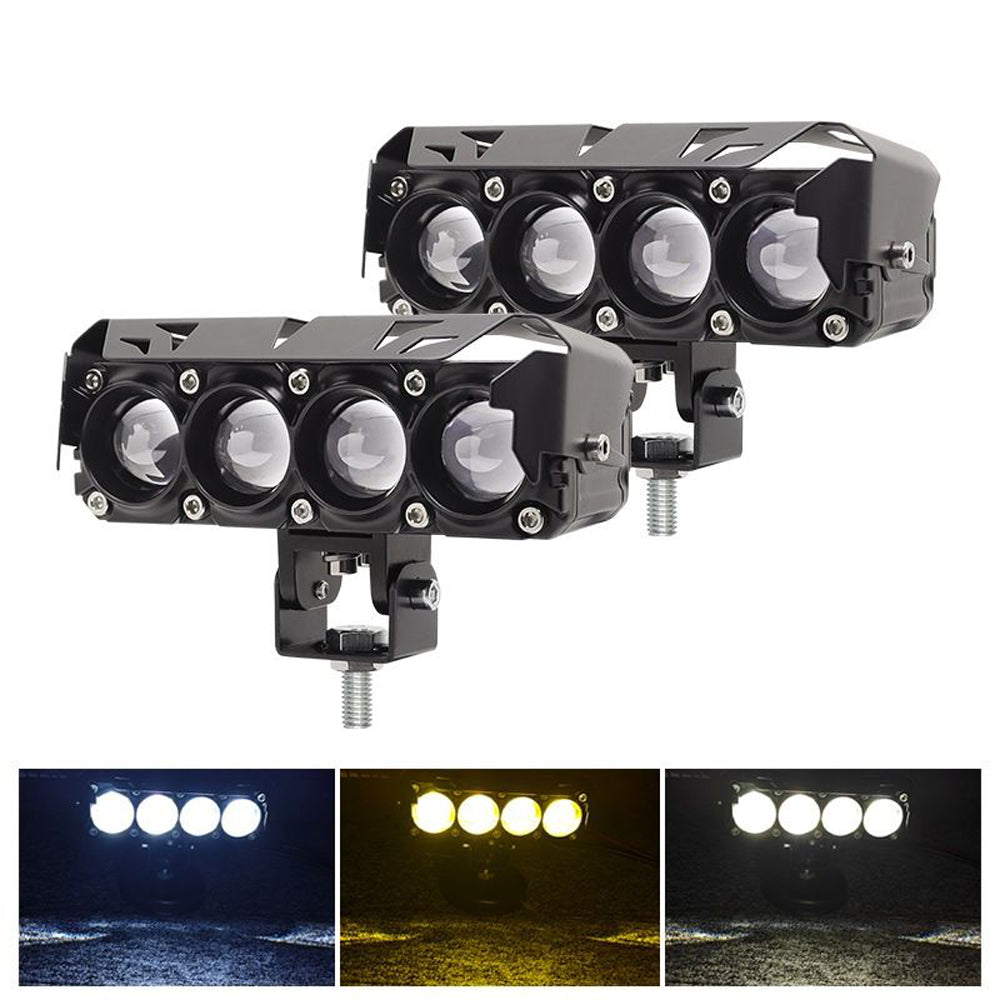 4 Lens LED Headlight Dual Color Waterproof Auxiliary Lights