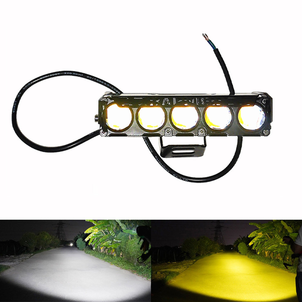 5 Lens LED Headlight Dual Color Waterproof Auxiliary Lights