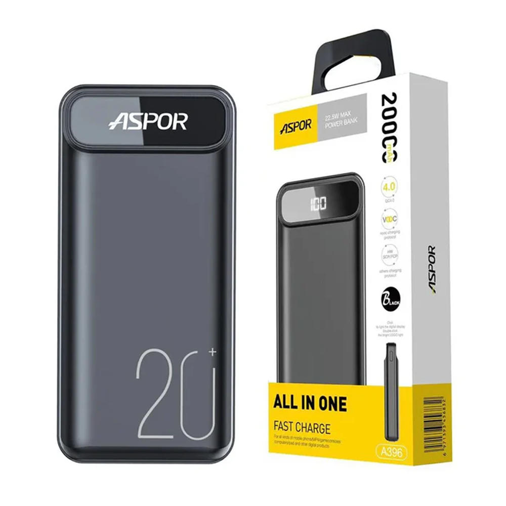 Aspor A396 PD 20,000mah 22.5W Fast Charging Power Bank