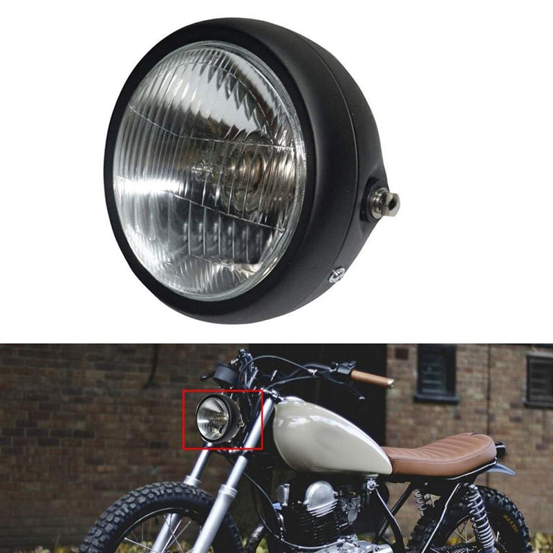 Cafe Racer Front Round Light Halogen Type Metal Body