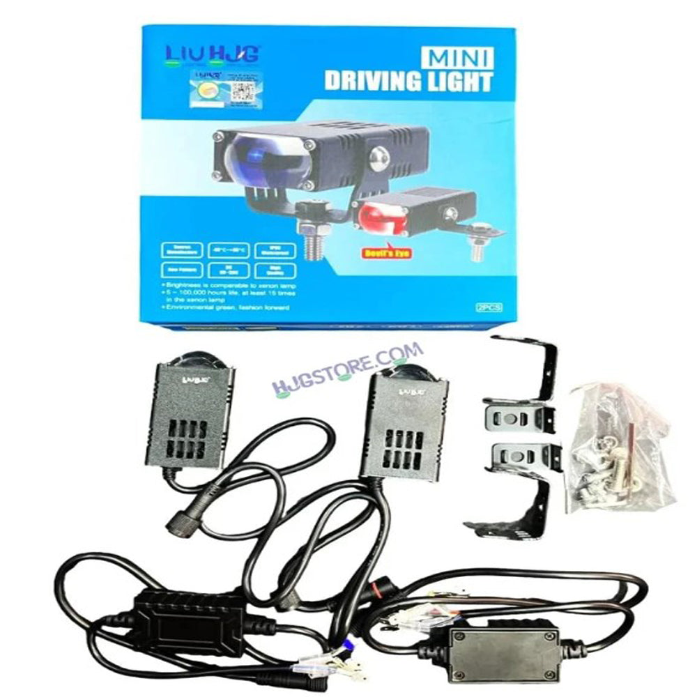 HJG Fog Light Mini Drive Light Dual Color With Red Devil Eye