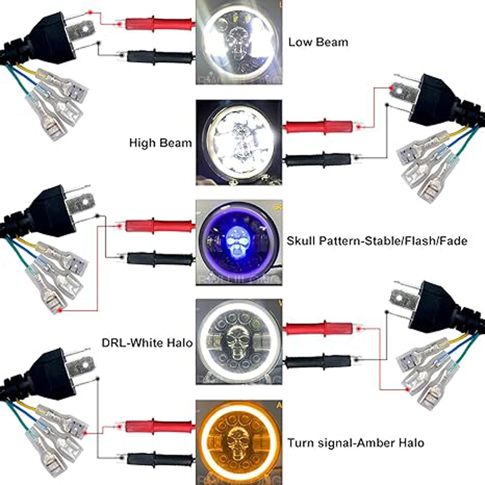 Headlights Skull Style 7 inch LED Motorcycle Light
