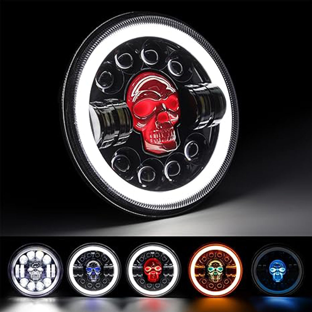 Headlights Skull Style 7 inch LED Motorcycle Light