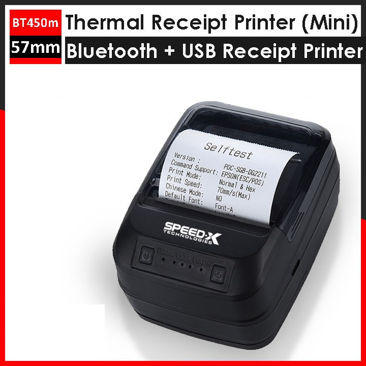 Thermal Receipt Printer Mini Portable Bluetooth | USB Printer SpeedX BT450m 58mm