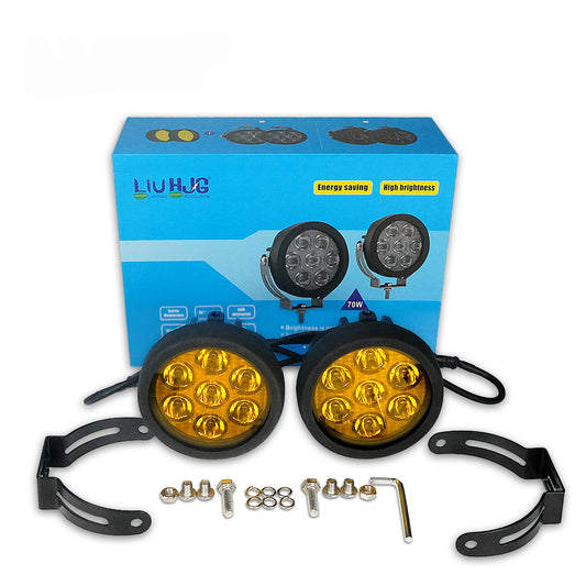 HJG 7 LED Round Shape Fog Light 70Watt With Dimmer And Flasher