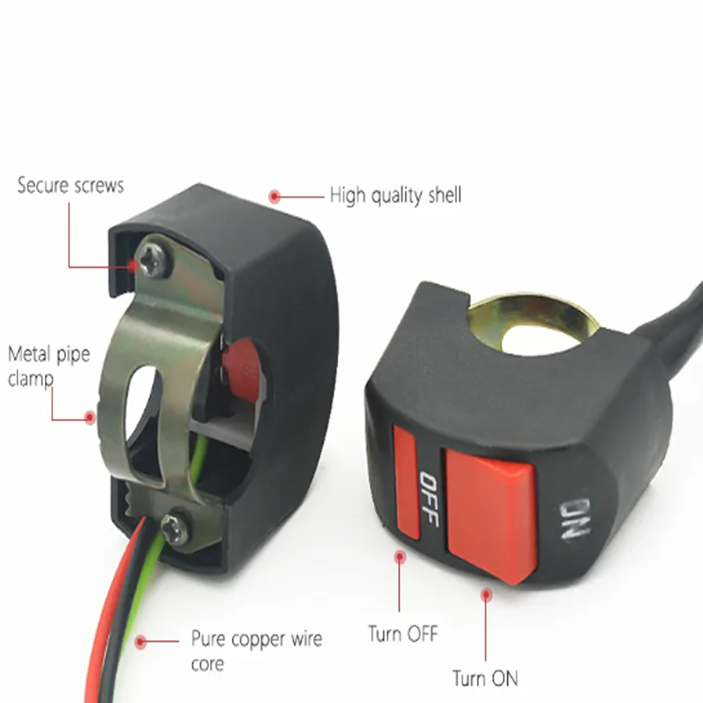 Motorcycle Dual Switch ON/ON/OFF Connector Push Button