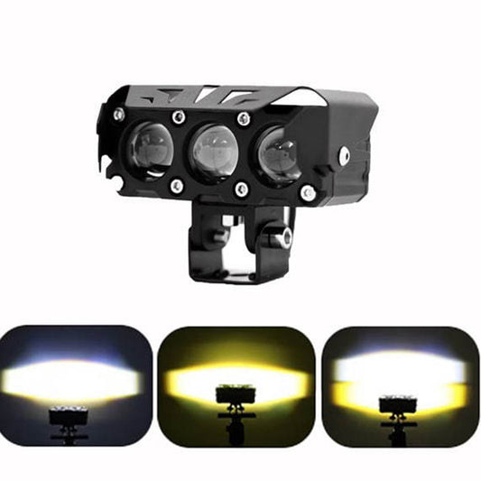 3 Lens LED Headlight Dual Color Waterproof Auxiliary Lights