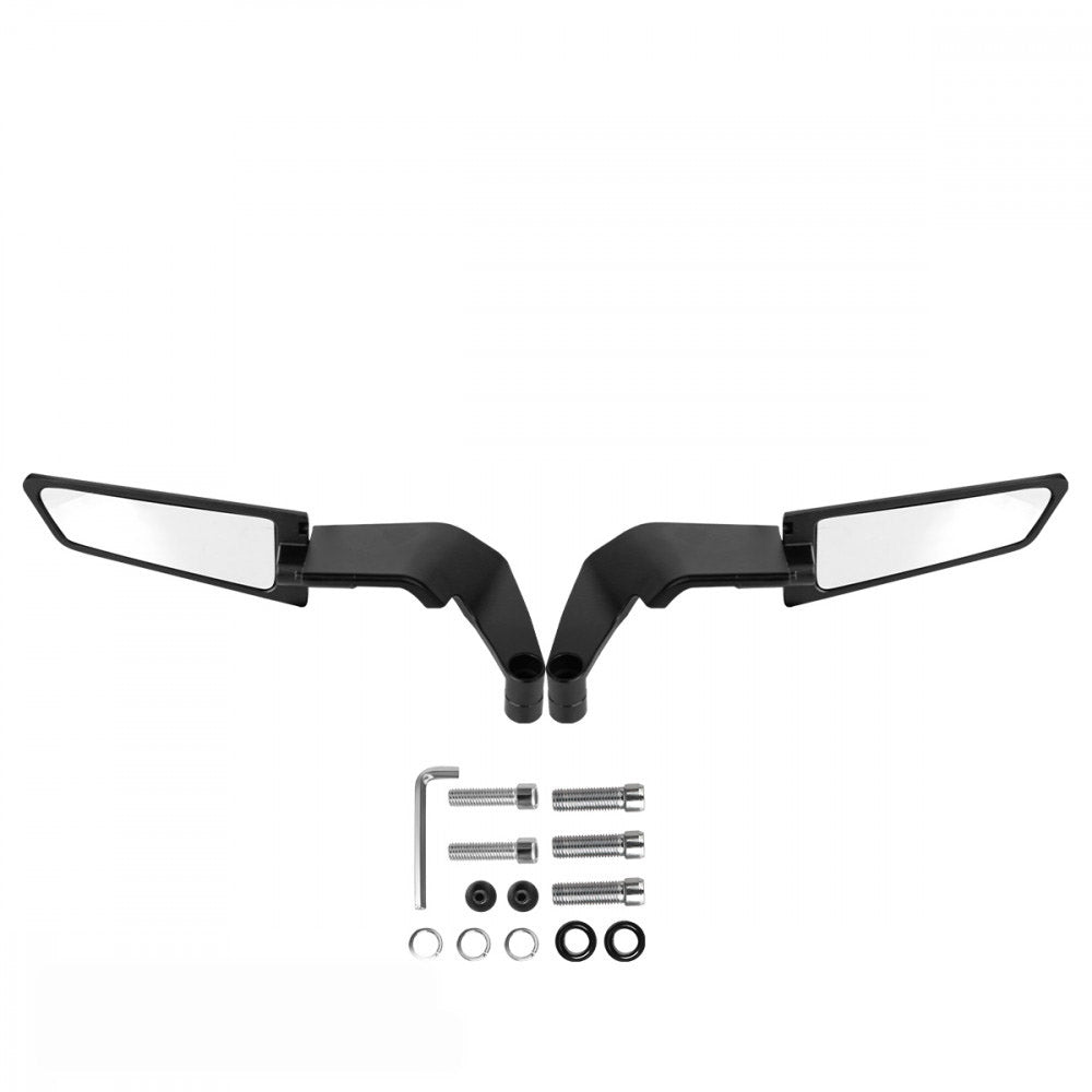 Motorcycle Wind Wing Side Rearview Mirrors Metal Body Black Rotatable