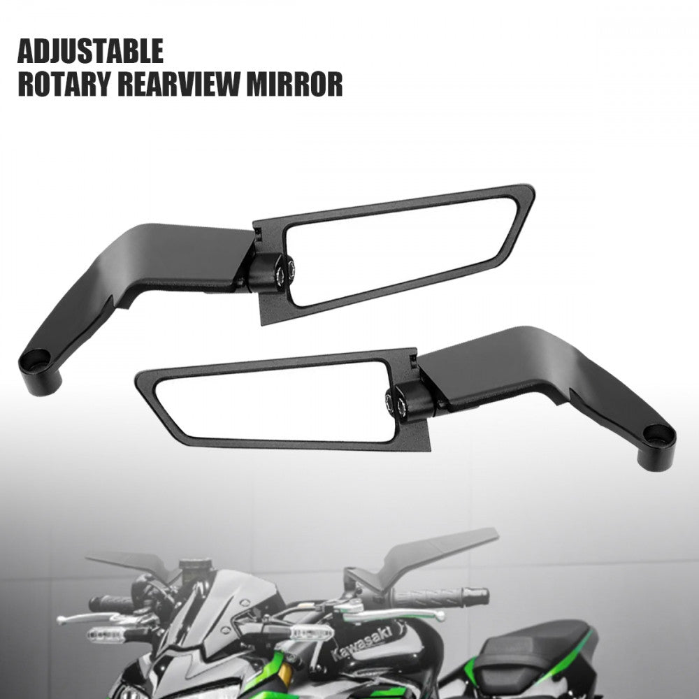 Motorcycle Wind Wing Side Rearview Mirrors Metal Body Black Rotatable