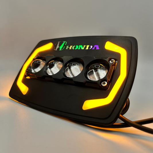 Honda Logo Devil Eye Penal In 4 Lens LED With Indicator And Dolphin Flasher