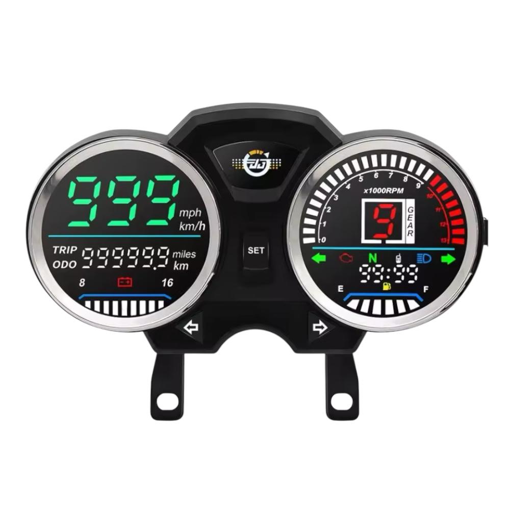 Motorcycle Dual Round Digital Meter (Style 2)