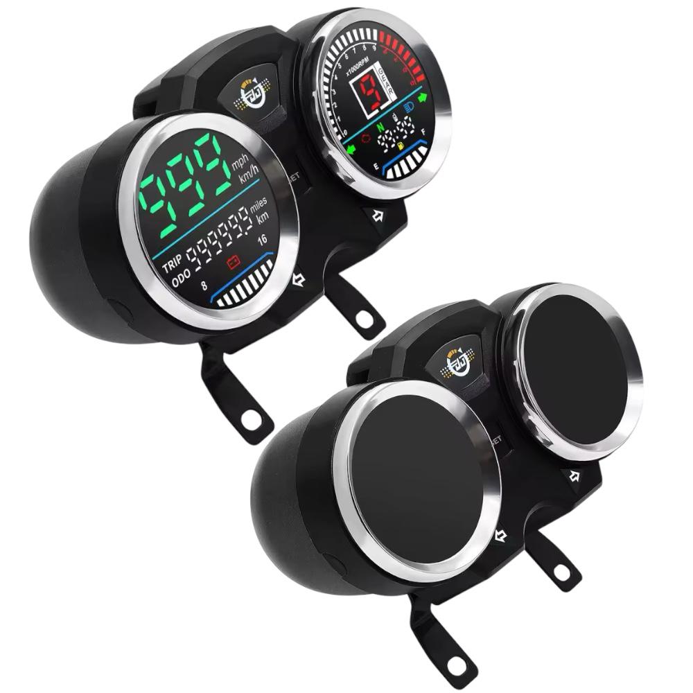 Motorcycle Dual Round Digital Meter (Style 2)