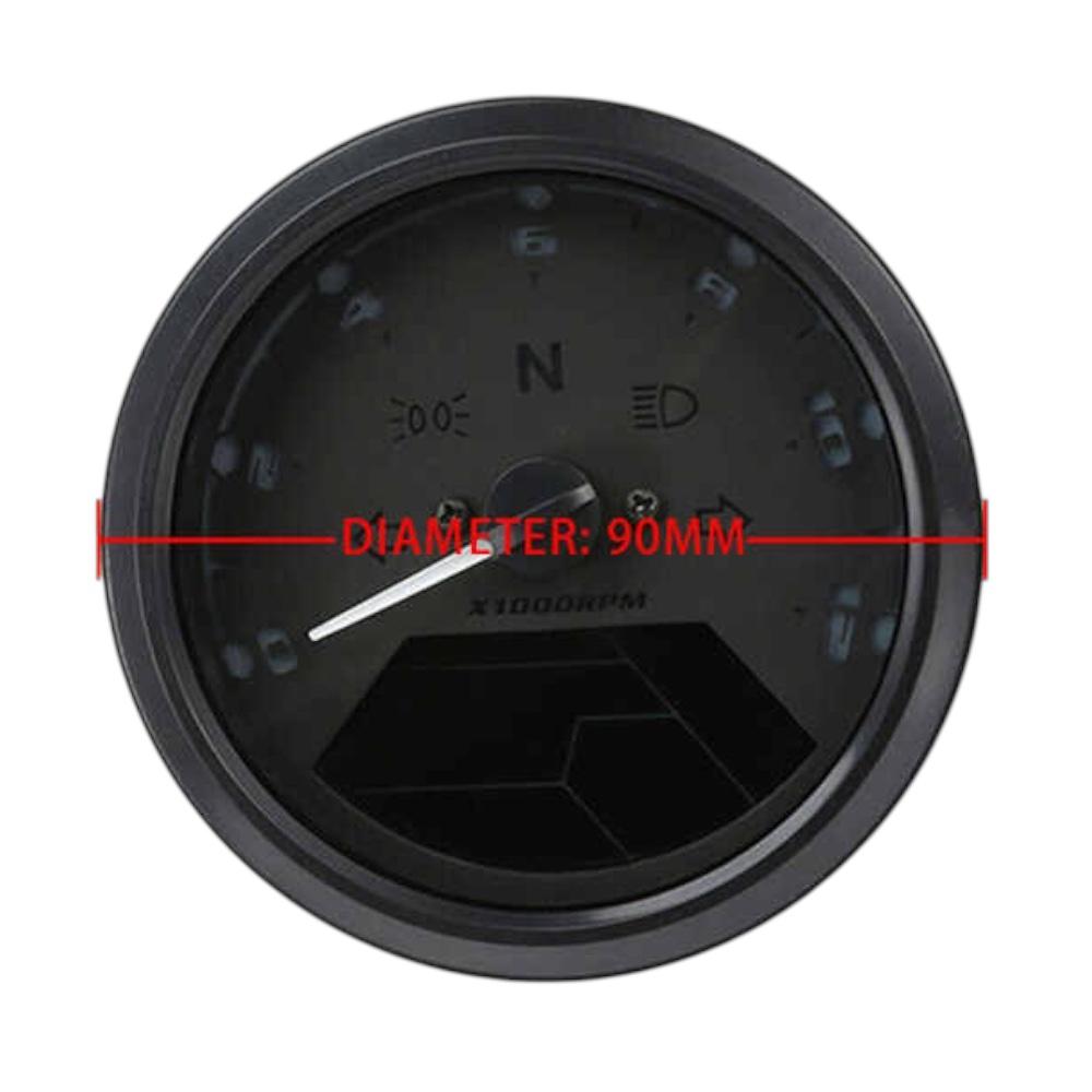 Motorcycle Round Analogue & Digital Display Meter Universal Multi Function Grande Style