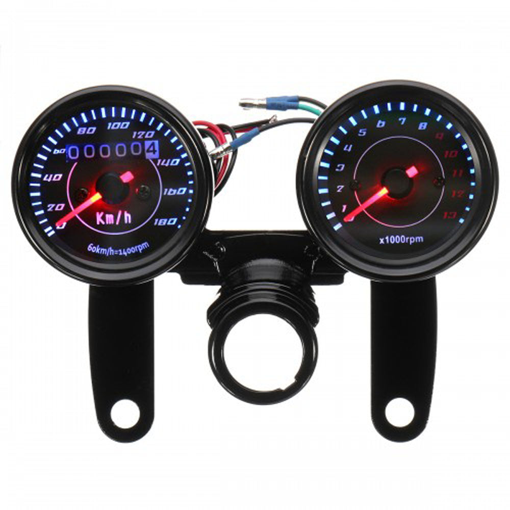 Motorcycle Universal Dual Analogue Speedometer