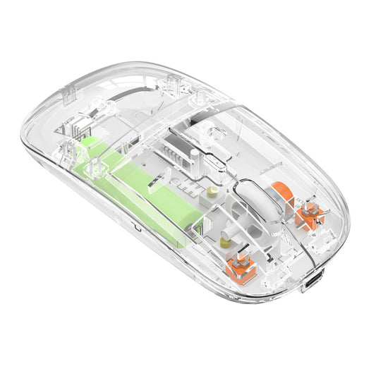 Transparent Wireless + Bluetooth dual Mode Rechargeable Mouse