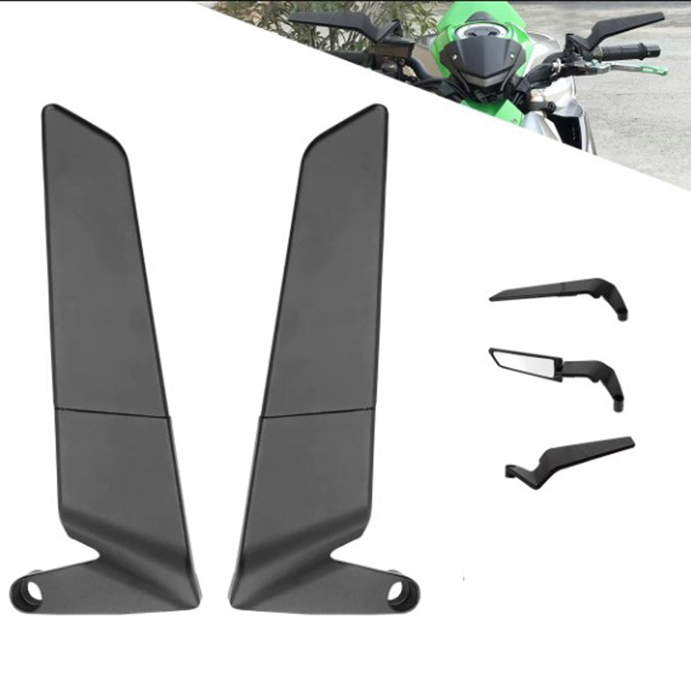 Motorcycle Wind Wing Side Rearview Mirrors Metal Body Black Rotatable