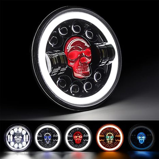 Headlights Skull Style 7 inch LED Motorcycle Light
