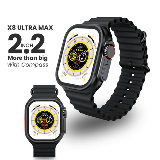 Smart Watch 2.2 Inch X8 Ultra Max With Compass Smart Watch Series 8-Black