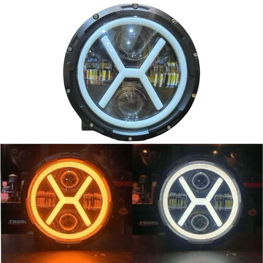 7 inch X Projector LED Headlight With Yellow White DRL