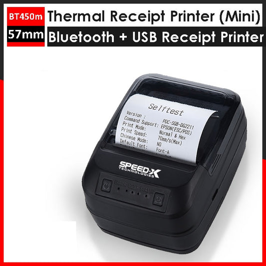 Thermal Receipt Printer Mini Portable Bluetooth | USB Printer SpeedX BT450m 58mm