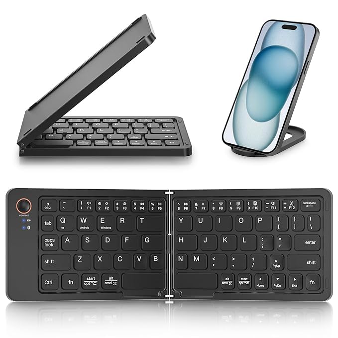 Keyboard Foldable & Rechargeable Bluetooth B023 11 inch Black