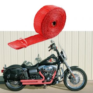 Red Heat Wrap for Bike Exhaust