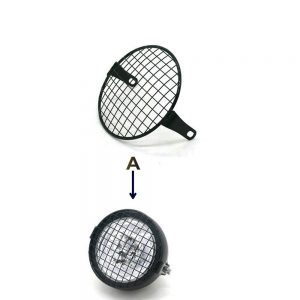 Cafe Racer Head Light Metal Cover Square Mesh Style
